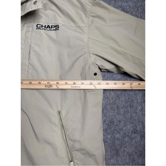 Chaps Ralph Lauren 1/4 Zip Jacket Mens Medium Beige 100% Nylon Mesh Lined Hooded - Picture 7 of 7
